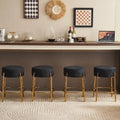 Black & Gold Round Upholstered Bar Stool, Set of 2