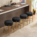 Black & Gold Round Upholstered Bar Stool, Set of 2