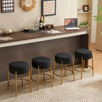 Black & Gold Round Upholstered Bar Stool, Set of 2