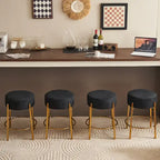 Black & Gold Round Upholstered Bar Stool, Set of 2