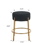 Black & Gold Round Upholstered Bar Stool, Set of 2