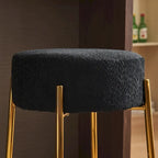 Black & Gold Round Upholstered Bar Stool, Set of 2