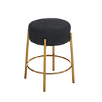 Black & Gold Round Upholstered Bar Stool, Set of 2