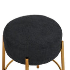 Black & Gold Round Upholstered Bar Stool, Set of 2