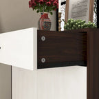 4-Tier Shoe Cabinet with Drawer & 2 Doors, Adjustable Shelves – Walnut / Natural