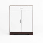 4-Tier Shoe Cabinet with Drawer & 2 Doors, Adjustable Shelves – Walnut / Natural
