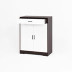4-Tier Shoe Cabinet with Drawer & 2 Doors, Adjustable Shelves – Walnut / Natural