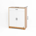 4-Tier Shoe Cabinet with Drawer & 2 Doors, Adjustable Shelves – Walnut / Natural