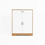 4-Tier Shoe Cabinet with Drawer & 2 Doors, Adjustable Shelves – Walnut / Natural