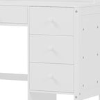Retro Computer Desk with Chair, 4 Drawers & Shelf, 1-Person – White / Espresso