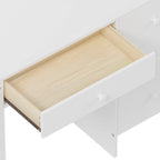 Retro Computer Desk with Chair, 4 Drawers & Shelf, 1-Person – White / Espresso