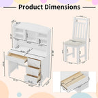 Retro Computer Desk with Chair, 4 Drawers & Shelf, 1-Person – White / Espresso