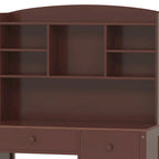 Retro Computer Desk with Chair, 4 Drawers & Shelf, 1-Person – White / Espresso