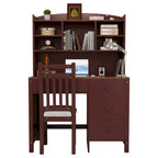 Retro Computer Desk with Chair, 4 Drawers & Shelf, 1-Person – White / Espresso