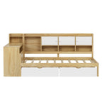 Natural/White L-Shape Daybed with Desk & Storage, Full Size, 1-Person