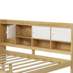 Natural/White L-Shape Daybed with Desk & Storage, Full Size, 1-Person