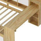Natural/White L-Shape Daybed with Desk & Storage, Full Size, 1-Person