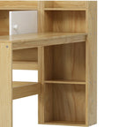 Natural/White L-Shape Daybed with Desk & Storage, Full Size, 1-Person
