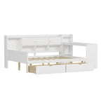 Natural/White L-Shape Daybed with Desk & Storage, Full Size, 1-Person