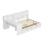 Natural/White L-Shape Daybed with Desk & Storage, Full Size, 1-Person