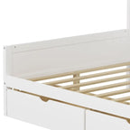 Natural/White L-Shape Daybed with Desk & Storage, Full Size, 1-Person