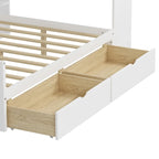 Natural/White L-Shape Daybed with Desk & Storage, Full Size, 1-Person