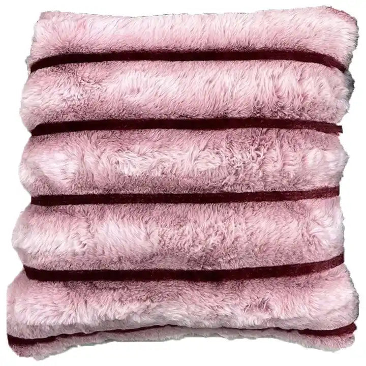 Cojín Decorativo de Piel Sintética Rayada Chinchilla, 20x20 Pulgadas - 20 x 20 Pulgadas