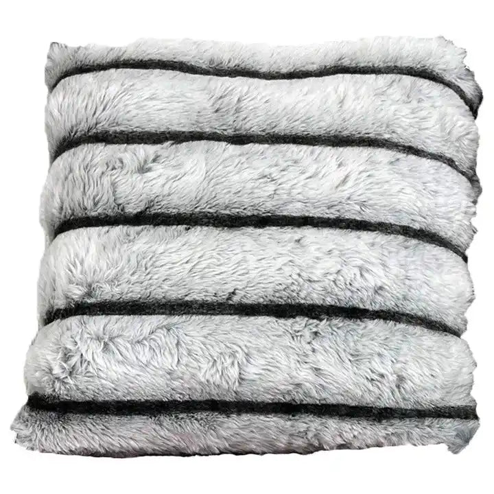 Chinchilla Stripped Faux Fur Throw Pillow, 20x20 Inches - 20 x 20 Inches