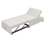 Dark Blue / White / Teal Linen 4-in-1 Convertible Sleeper Sofa, 3-Seater