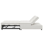 Dark Blue / White / Teal Linen 4-in-1 Convertible Sleeper Sofa, 3-Seater