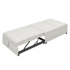 Dark Blue / White / Teal Linen 4-in-1 Convertible Sleeper Sofa, 3-Seater