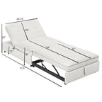 Dark Blue / White / Teal Linen 4-in-1 Convertible Sleeper Sofa, 3-Seater