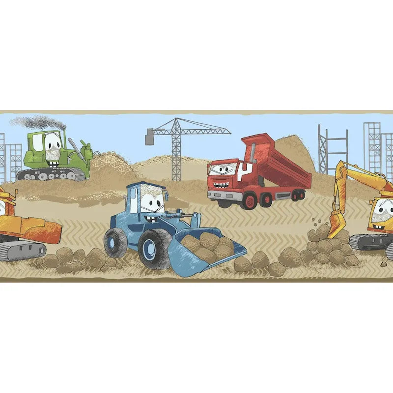Seabrook Designs Pick 'Em Up Trucks Unpasted Wallpaper Border - 15 in. W x 16.5 in. L
