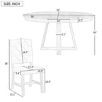 5-Piece Round Extendable Dining Set, Natural/Walnut, Seats 4 – Table + 4 Upholstered Chairs