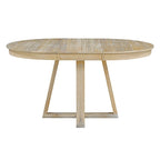 5-Piece Round Extendable Dining Set, Natural/Walnut, Seats 4 – Table + 4 Upholstered Chairs