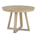 5-Piece Round Extendable Dining Set, Natural/Walnut, Seats 4 – Table + 4 Upholstered Chairs