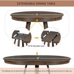 5-Piece Round Extendable Dining Set, Natural/Walnut, Seats 4 – Table + 4 Upholstered Chairs