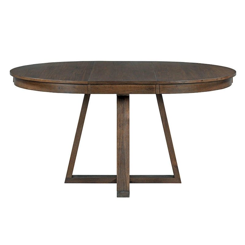 5-Piece Round Extendable Dining Set, Natural/Walnut, Seats 4 – Table + 4 Upholstered Chairs
