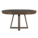 5-Piece Round Extendable Dining Set, Natural/Walnut, Seats 4 – Table + 4 Upholstered Chairs