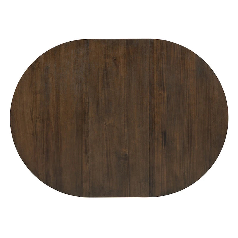 5-Piece Round Extendable Dining Set, Natural/Walnut, Seats 4 – Table + 4 Upholstered Chairs