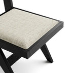 Black Round Dining Table Set for 7, Pedestal Base, Fabric Upholstered Chairs