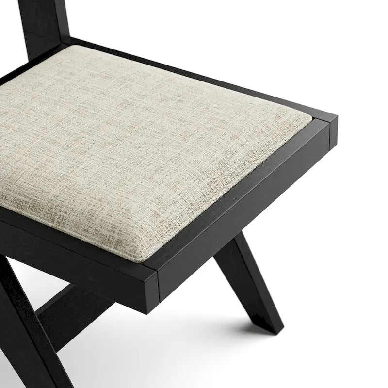 Black Round Dining Table Set for 7, Pedestal Base, Fabric Upholstered Chairs