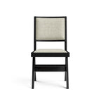 Black Round Dining Table Set for 7, Pedestal Base, Fabric Upholstered Chairs
