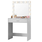 Pink/White/Black Vanity Dressing Table with 11 LED Bulbs, 1 Person