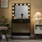 Pink/White/Black Vanity Dressing Table with 11 LED Bulbs, 1 Person