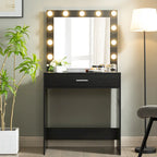 Pink/White/Black Vanity Dressing Table with 11 LED Bulbs, 1 Person