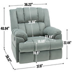 Blue / Green / Beige Oversized Swivel Rocking Recliner – Single Seat, Fabric Upholstery