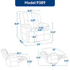 Blue / Green / Beige Oversized Swivel Rocking Recliner – Single Seat, Fabric Upholstery