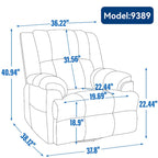 Blue / Green / Beige Oversized Swivel Rocking Recliner – Single Seat, Fabric Upholstery