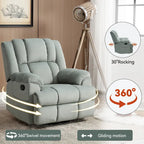 Blue / Green / Beige Oversized Swivel Rocking Recliner – Single Seat, Fabric Upholstery